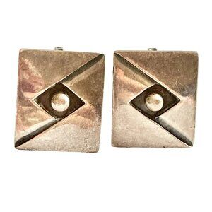 Vintage RC Reveriano Castillo Taxco Sterling Silver 925 Geometric Clip Earrings